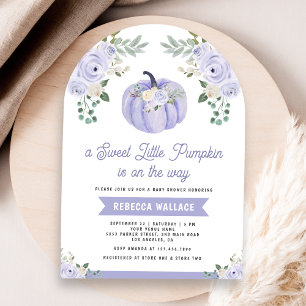 Little Pumpkin Lavender Roses Arch Baby Shower Invitation