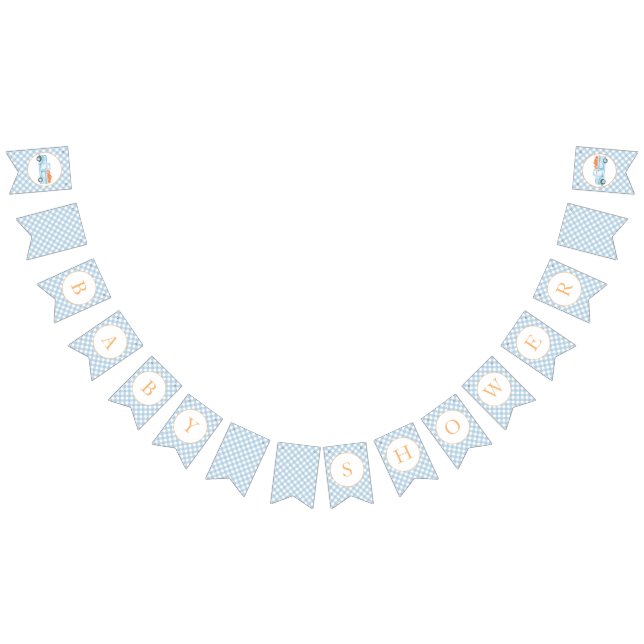 Little Pumpkin light blue truck Baby Shower Bunting (All)