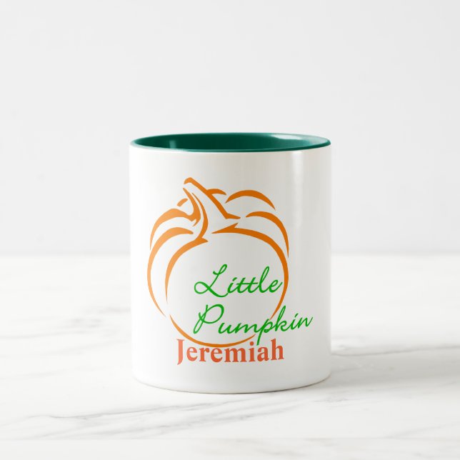 Little Pumpkin Line Art Two-Tone Coffee Mug (Center)