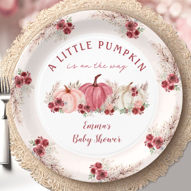 Little Pumpkin Marsala Fall Boho Baby Shower Paper Plate (Little Pumpkin Marsala Fall Boho Baby Shower Paper Plates)