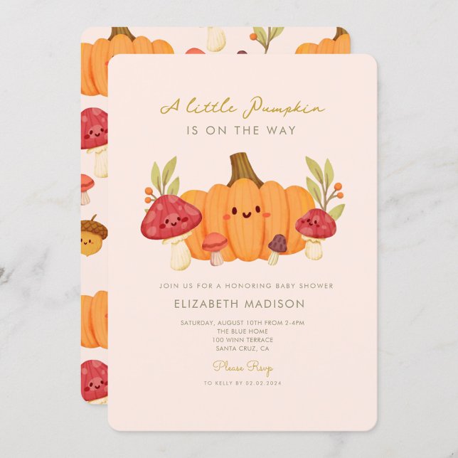 Little Pumpkin Mushroom Baby Shower Invitation (Creator Uploaded)