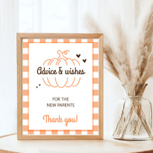 Little Pumpkin Neutral Baby Shower Advice Sign
