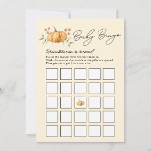 Little Pumpkin Neutral Baby Shower Bingo Card