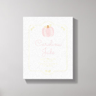 Little Pumpkin Nursery Baby Statistics Wall Art