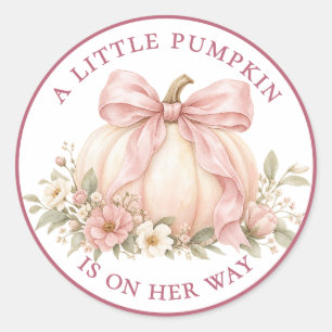 Little Pumpkin on Her Way Blush Floral Classic Round Sticker