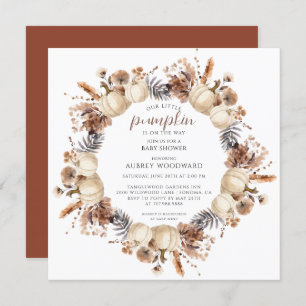 Little Pumpkin On The Way Autumn Baby Shower Invitation