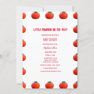 Little Pumpkin On The Way Autumn Fall Baby Shower Invitation