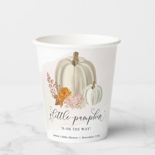 Little Pumpkin on the Way Baby Shower Customised Paper Cups (Front)