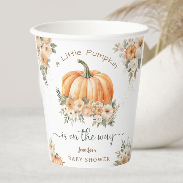 Little Pumpkin On the Way Boho Fall Baby Shower Paper Cups (Creator Uploaded)