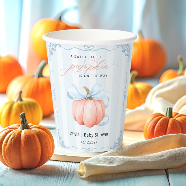 Little  Pumpkin On The Way Boy Baby Shower Paper Cups (Creator Uploaded)