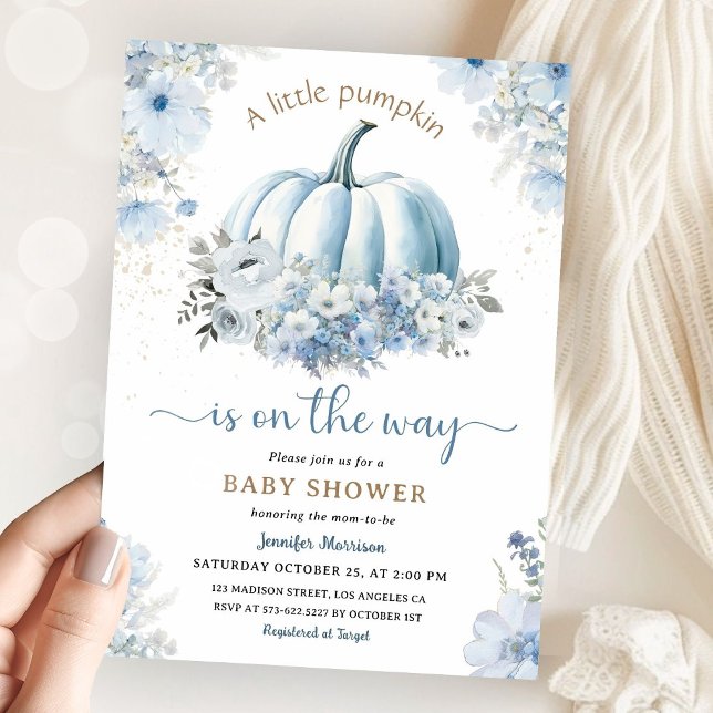 Little Pumpkin On The Way Boy Fall Baby Shower  Invitation (Creator Uploaded)