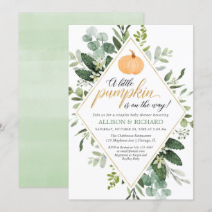 Little pumpkin on the way couples baby shower invitation