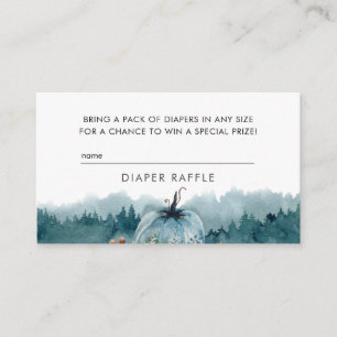Little Pumpkin On The Way Dusty Blue Diaper Raffle Enclosure Card