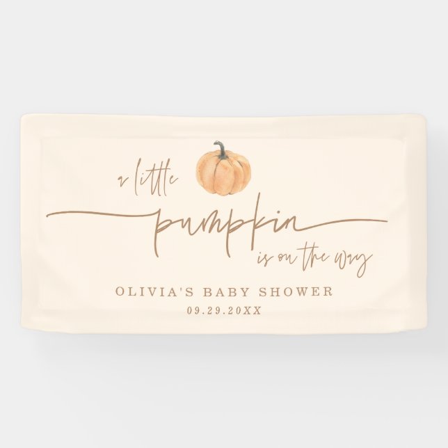 Little Pumpkin On The Way Fall Baby Shower Banner (Horizontal)