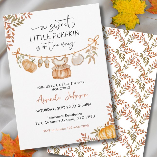 Little Pumpkin on the Way Fall Baby Shower Invitation (Creator Uploaded)