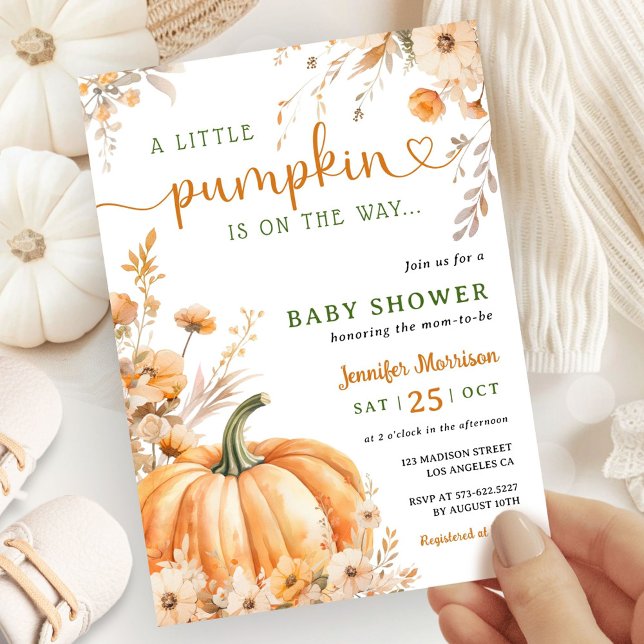 Little Pumpkin on The Way Fall Baby Shower Invitation (Creator Uploaded)