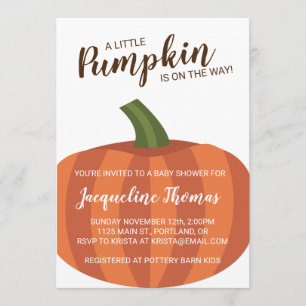 Little Pumpkin On The Way Fall Baby Shower Invitation