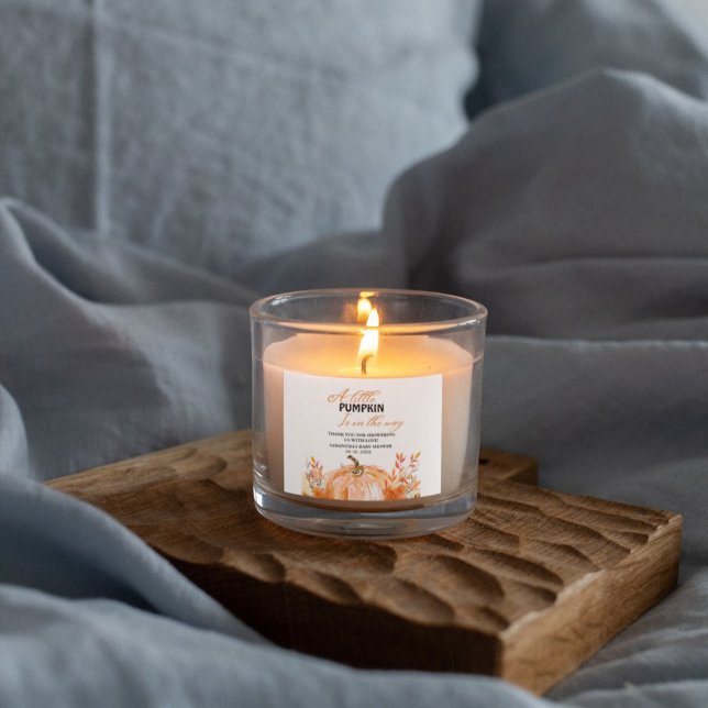 Little pumpkin on the way  Fall Baby shower Label (Creator Uploaded)