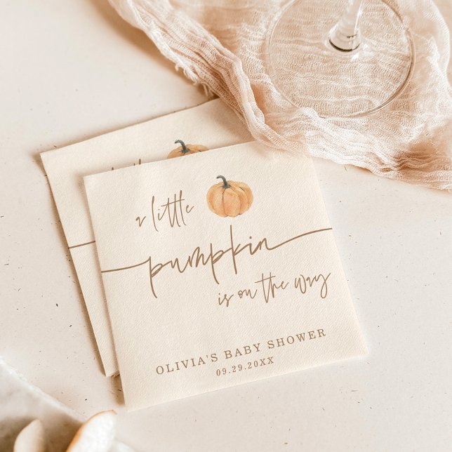 Little Pumpkin On The Way Fall Baby Shower Napkin (Creator Uploaded)