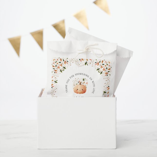 Little Pumpkin on the Way Fall Floral Baby Shower Favour Bag (Party)