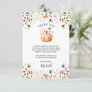 Little Pumpkin on the Way Fall Floral Baby Shower Thank You Card