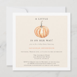 Little Pumpkin On The Way Girl Baby Shower Invitation