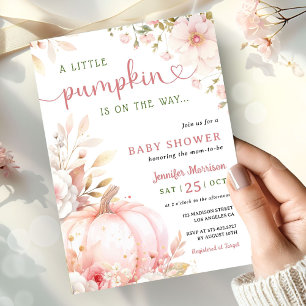 Little Pumpkin on The Way Girl Fall Baby Shower Invitation