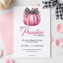  Little Pumpkin on the Way Pink Bow Baby Shower In