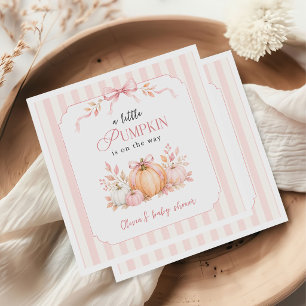 Little Pumpkin on the Way Pink Bow Baby Shower Napkin