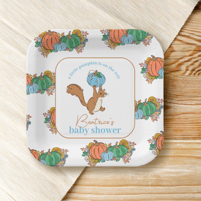Little Pumpkin on the Way Pink Boy Baby Shower Paper Plate (Creator Uploaded)