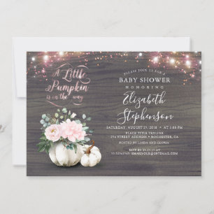 Little Pumpkin On The Way Rustic Fall Baby Shower Invitation