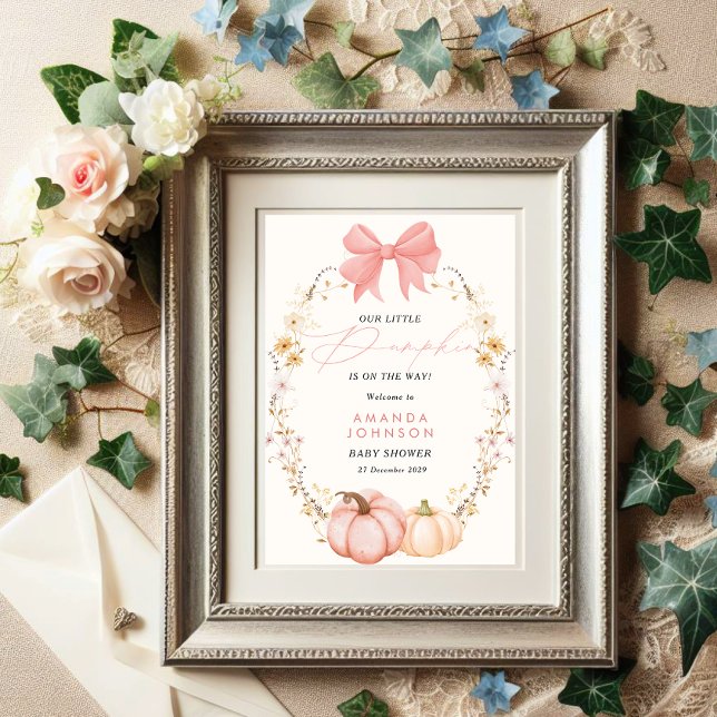 Little Pumpkin on way Autumn October baby shower Poster (Creator Uploaded)