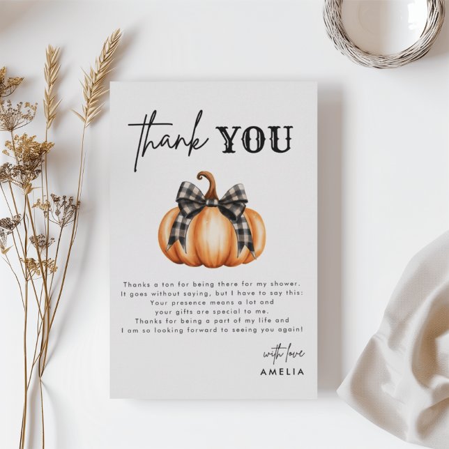 Little Pumpkin Orange Autumn Baby Shower Thank You Card (Creator Uploaded)