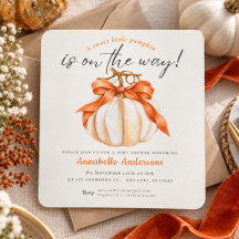 Little Pumpkin Orange Bow Fall Baby Shower