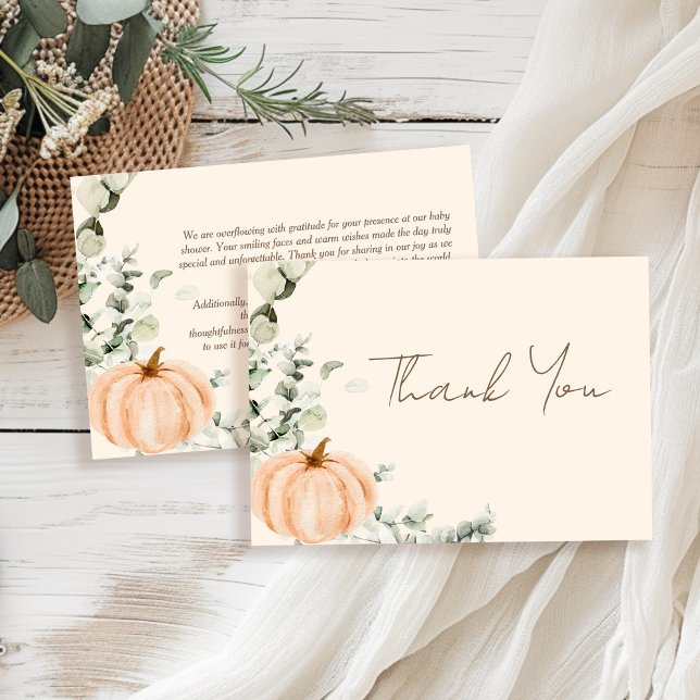 Little Pumpkin Orange Fall Baby Shower Thank You Card (Creator Uploaded)