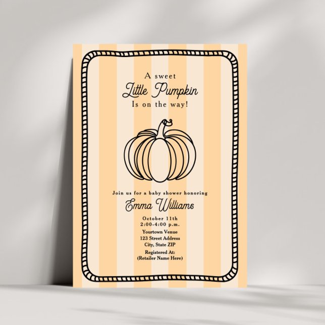 Little Pumpkin Orange Neutral Baby Shower Invitation (Creator Uploaded)