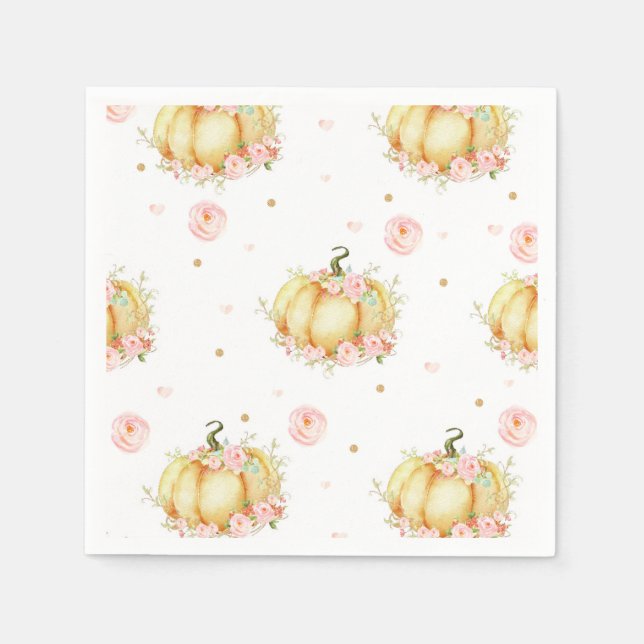 Little Pumpkin Paper Napkins Baby Shower Birthday (Front)