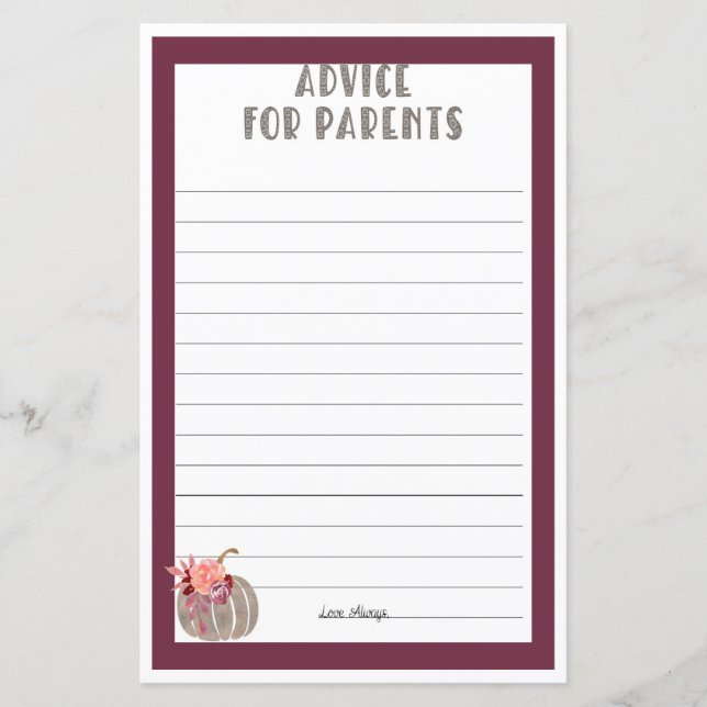 Little Pumpkin Parent Advice (Front)