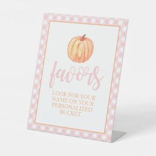 Little Pumpkin Pastel Pink Fall Birthday Favour Pe Pedestal Sign