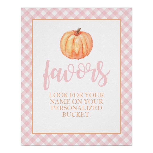 Little Pumpkin Pastel Pink Fall Birthday Favour Pe Poster (Front)