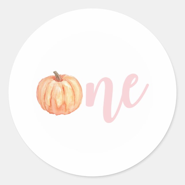 Little Pumpkin pastel pink first birthday Classic Round Sticker (Front)