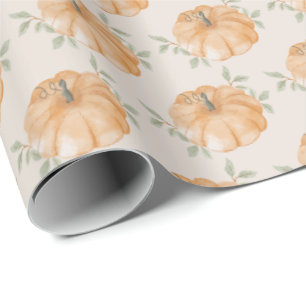  Little Pumpkin Pattern Fall First 1st Birthday Wrapping Paper