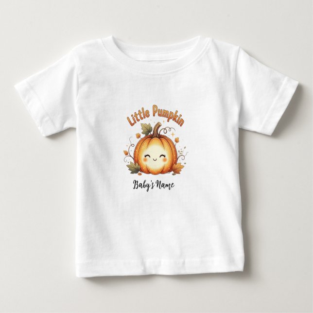 Little Pumpkin Personalised Baby T-shirt (Front)