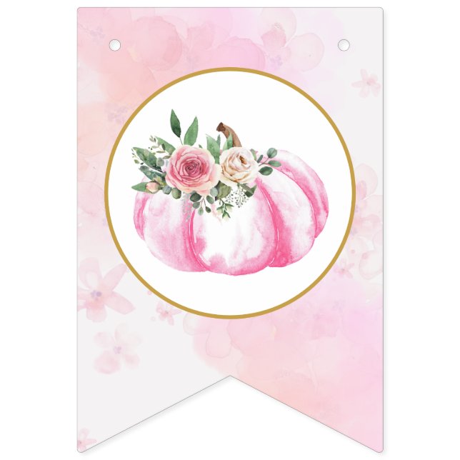 Little Pumpkin Pin Floral Fall First Birthday Bunting (First Flag)