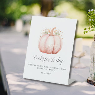 Little Pumpkin Pink Baby Shower Books For Baby Pedestal Sign
