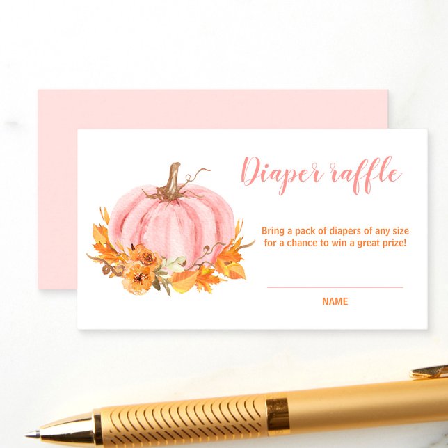 Little Pumpkin Pink Baby Shower Diaper Raffle Card (Little Pumpkin Pink Baby Shower Diaper Raffle Card)