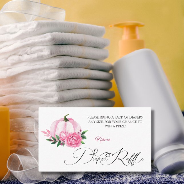 Little Pumpkin Pink Baby Shower Diaper Raffle Game Enclosure Card (Creator Uploaded)