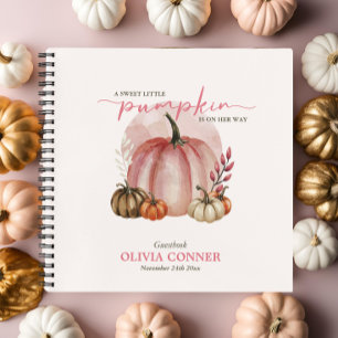Little Pumpkin Pink Baby Shower Guest Gift List Notebook