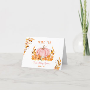 Little Pumpkin Pink Baby Shower Thank You Card