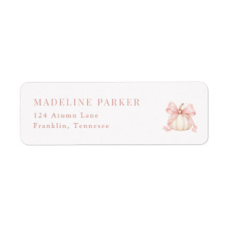 Little Pumpkin Pink Bow Baby Shower Return Address Label